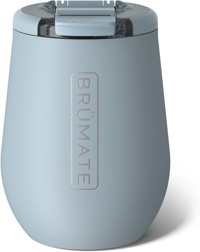 BrüMate Uncork'd 14oz 100% Leakproof Insulated Wine Tumbler | Locking Lid | Insulated Stainless Steel Wine Glass | Perfect For Travel & Outdoors | BPA-Free (Mist) by Br%C3%BCMate