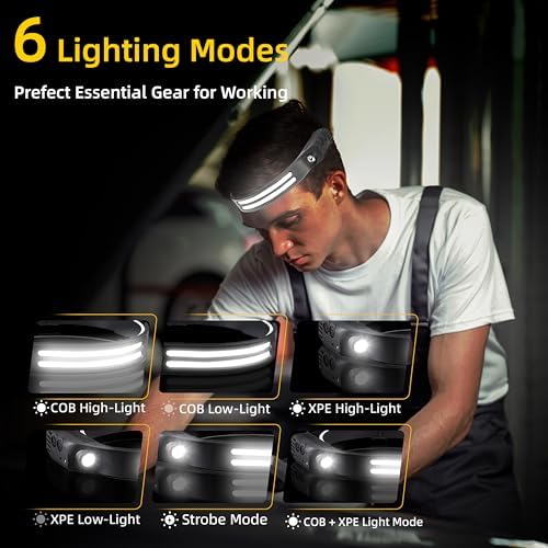 Beccason 2PCS Headlamp Flashlight, 230° Head Lamps LED Rechargeable Camping - Image 2