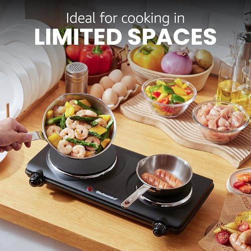 Elite Gourmet Double Cast Iron Burner, 1500W Hot Plate, Adjustable Temp - Image 5