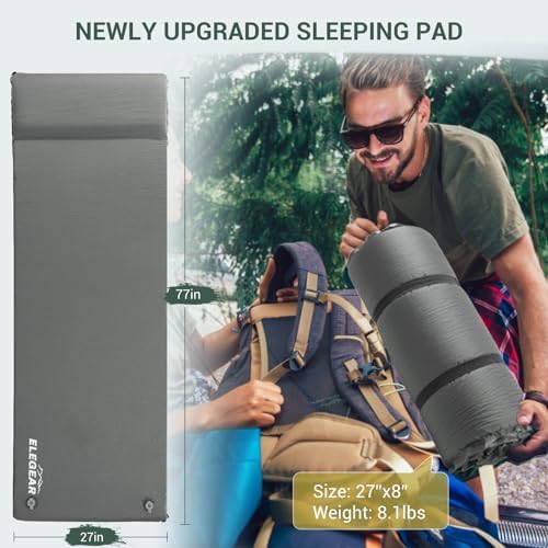 Elegear CumbreX™ Self Inflating Sleeping Pad with Pillow 3.15" Memory Foam - Image 5