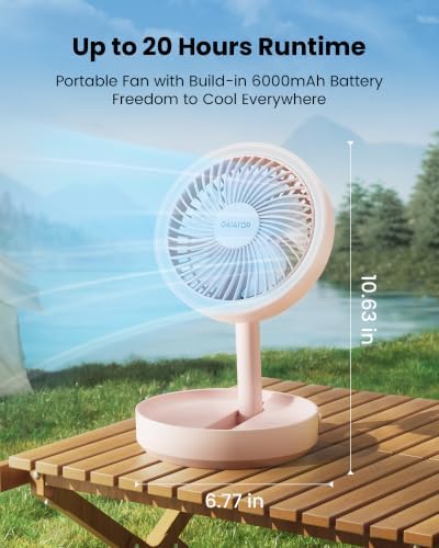 Gaiatop Foldable Desk Fan with Night Light, 6.8in Portable Travel Fan - Image 3