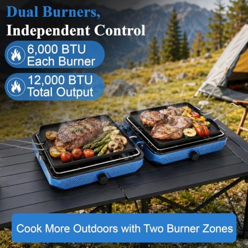 Uniflasy Foldable 2 Burner Camping Stove with Griddles - Image 2