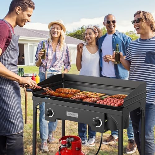 ROVSUN 2 Burner Outdoor Camping Stove with Wind Panel, 150,000 BTU Propane Burner, Gas Cooker with Detachable Legs & CSA Regulator for Home Camp Paito Cooking Frying Canning - Image 7