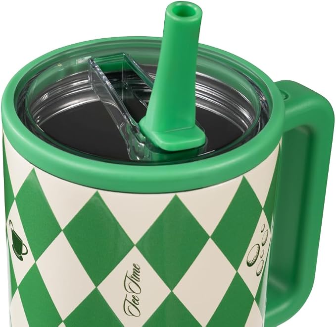 HydroJug Traveler - 40 oz Water Bottle with Handle & Flip Straw - Fits in Cup Holder, Leak Resistant Tumbler-Reusable Insulated Stainless Steel & Rubber Base - Gifts for Women & Men, Tee Time - Image 3