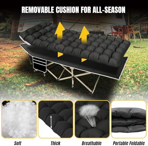 YELLOW JACKET Camping Cot (Black) - Image 4
