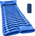 FUN PAC Camping Sleeping Pad with Pillow Built-in Foot Pump Inflatable Sleeping Mat Compact for Camping Backpacking Hiking Traveling - Blue by FUNPAC