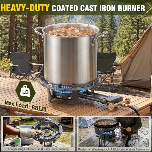 Bestfire 13" Single Propane Burner Stove, 90,000 BTU Cast Iron Portable Outdoor Burner, 0-20 PSI Adjustable Regulator & 4ft Hose, Ideal for Outdoor Wok Cooking - Image 5