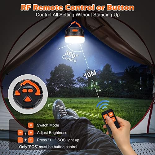 Sinvitron LED Camping Lantern Rechargeable with Remote Control - 1000LM 150H Runtime Tent Light, 5200mAh Water-Resistant Emergency Light for Hurricane Power Outages, Hiking Home - Image 2