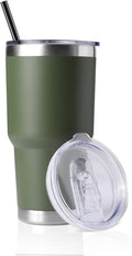 DOMICARE 30 oz Tumbler with Lid and Straw, Stainless Steel Tumblers Bulk, Insulated Vacuum Double Wall Travel Coffee Mug, Durable Powder Coated Tumbler Cup (Army Green, 1) by VisittheDOMICARE