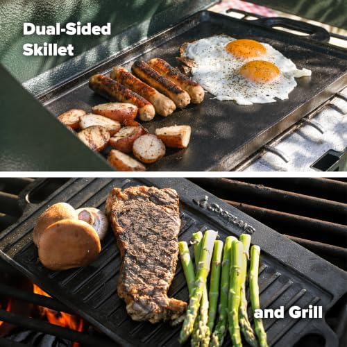Coghlan's Cast Iron Griddle – Reversible Pre-Seasoned Camping Cookware for Grilling, Frying, and Outdoor Cooking – Durable and Versatile Skillet Pan, 18 x 9 Inches - Image 3