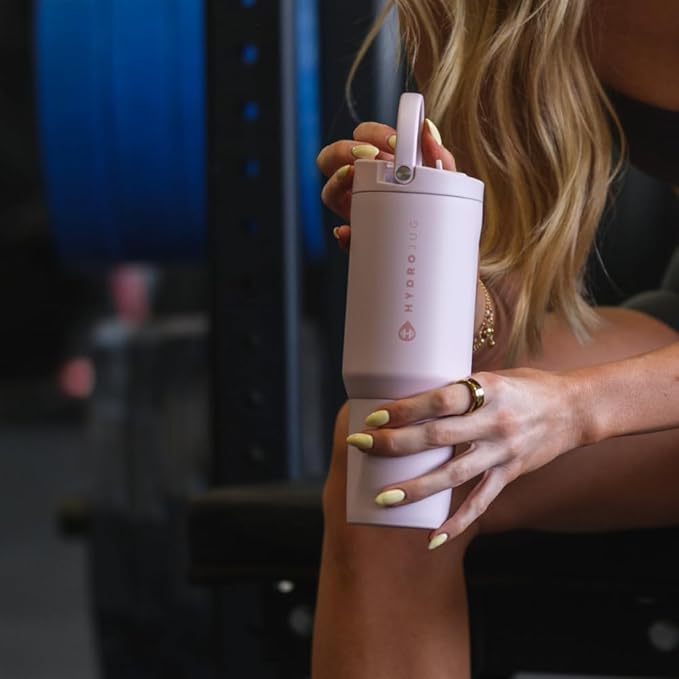 HydroJug Sport - Stainless Steel Tumbler with Straw, Vacuum Insulated, 20oz Leakproof Water Bottle, Ergonomic Design, Reusable, Dishwasher Safe, Rubber Base, Durable for Gym or Outdoors, Pink Sand - Image 5