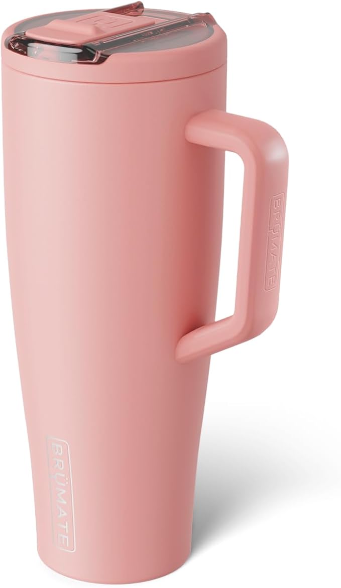 BrüMate Era Flip 40oz Tumbler with 100% Leakproof Covered Straw Lid | Hygienic Covered Straw | Insulated Stainless Steel Water Bottle with Handle | Cup Holder Friendly | BPA-Free (Guava) - Image 2