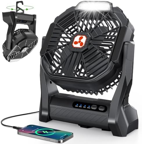 Portable Rechargeable Fan, 20000mAh Cordless Battery Powered Camping Fans by Unknown