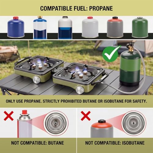 2-Burner Portable Propane Camping Stove with Windshield,Foldable Gas Stove - Image 7