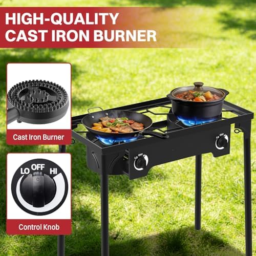2 Burner Propane Camp Stove | 150,000 BTU | High Pressure Gas Burners - Image 3