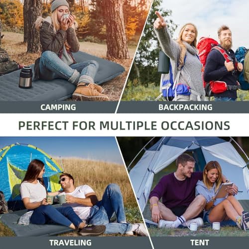 FNARMW Camping Sleeping Pad, Extra Thick 5 Inch Camping Mat with Pillow Built-in Foot Pump Inflatable Sleeping Pads Compact for Camping Backpacking Hiking Traveling Tent（Gray） - Image 6