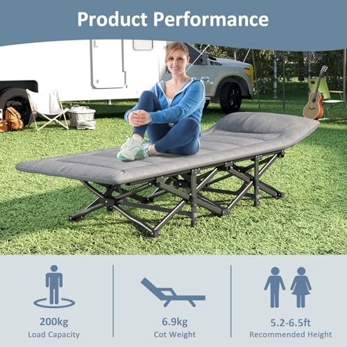 Mopaicot Camping Cot, Folding Cot Bed for Adults with Mattress and Pillow - Image 2