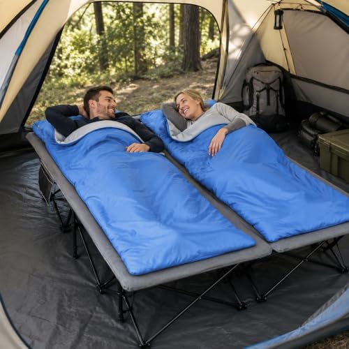 RedSwing 2 Person Camping Cot, Grey with Ultra Light Sleeping Bags 2pcs - Image 2