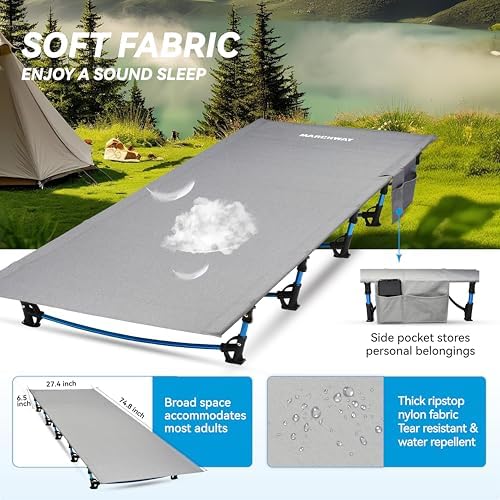 MARCHWAY Ultralight Folding Tent Camping Cot Bed, Portable Compact for Outdoor Travel, Base Camp, Hiking, Mountaineering, Lightweight Backpacking (Grey) - Image 3