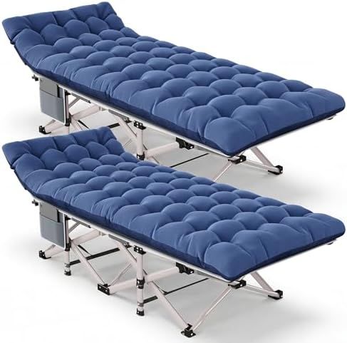 Fenbeli Folding Camping Cots for Adults 2 Pack, 16.8 lb Each, Blue & Blue by Fenbeli