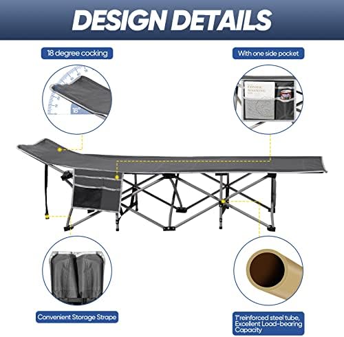 Portable Camping Cot with Mattress, Sleeping Bed,Single Lounge Chaise - Image 4