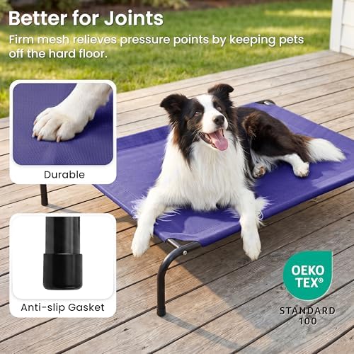 Love's cabin Elevated Cooling Dog Bed for Large Dogs, Portable Indoor & Outdoor Raised Pet Dog Cat Cot, Durable Summer Frame with Breathable Mesh, Blue, 48 inches - Image 4