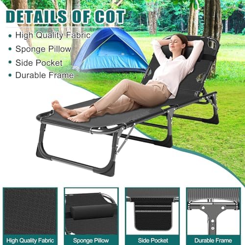 DoCred Folding Camping Cot with Mattress, 2 Pack Heavy Duty Folding Cot - Image 4