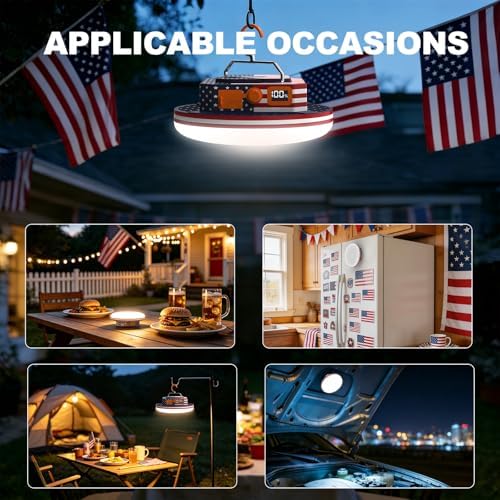 IODOO 10000mAh Rechargeable Camping Light with Remote , US Flag Print American Flag Light for Outdoor Camping Hiking Emergency Power Failure (30W(US Flag Style)) - Image 7