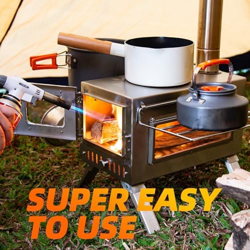 Hot Tent Stove, AVOFOREST 304 Stainless Wood Burning Stove, Portable Wood Stove with 6 Stainless Chimney Pipes for Outdoor Heating & Cooking, Ice Fishing, Hunting - Image 3
