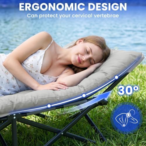 Camping Cot for Adults, Grey, 28" Extra Wide - Image 4
