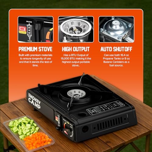 Portable Camping Stove 3000W Butane or Propane Fuel Compatable (Propane Adapter not Included), Automatic Ignition, Precise Heat Control, for Camping, Hiking, and Outdoor Cooking (Without Adapter Pipe) - Image 5