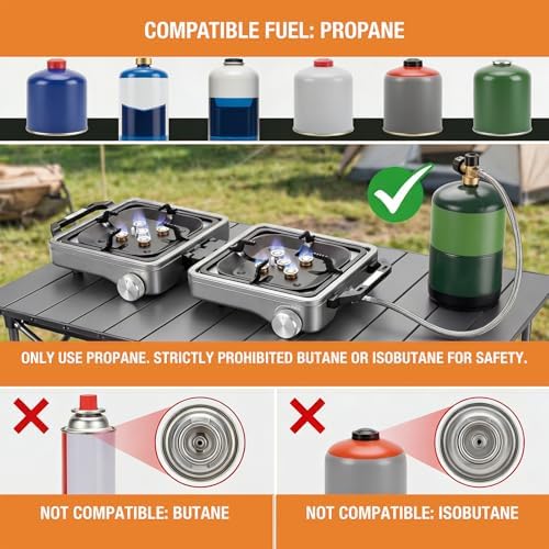 2-Burner Portable Propane Camping Stove,30000 BTU Foldable Gas Stove - Image 7