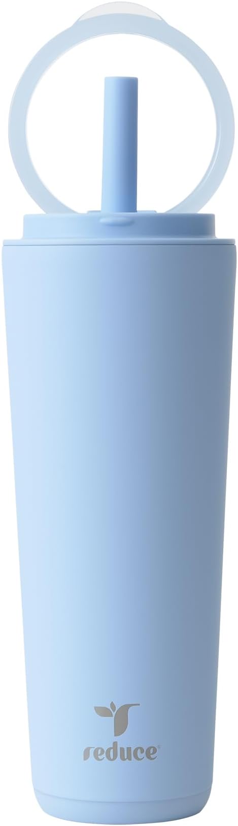 REDUCE Halo 24 oz Stainless Steel Vacuum Insulated Tumbler - Spill Proof Travel Mug with Flip Handle Lid - Keeps Drinks Cold for 32 Hrs - Dishwasher Safe - Cupholder Friendly - Glacier by Reduce