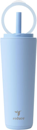 REDUCE Halo 24 oz Stainless Steel Vacuum Insulated Tumbler - Spill Proof Travel Mug with Flip Handle Lid - Keeps Drinks Cold for 32 Hrs - Dishwasher Safe - Cupholder Friendly - Glacier by Reduce
