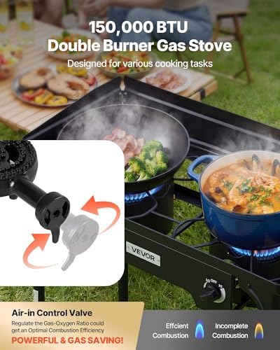 VEVOR 2 Burner Outdoor Propane Gas Stove, Propane LPG Gas Camping Stove, - Image 3
