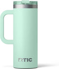 RTIC 20oz Road Trip Travel Mug with Lid and Handle, Ceramic Lined, Insulated, Stainless Steel, Metal, Double Wall Vacuum-Insulation, Portable Coffee, Tea Cup for Hot and Cold Drink, Fresh Mint by RTIC
