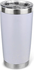 20oz Stainless Steel Tumbler with Lid, Travel Mug - Double Wall Vacuum Powder Coated Cup - White, 1 Pack by Unknown