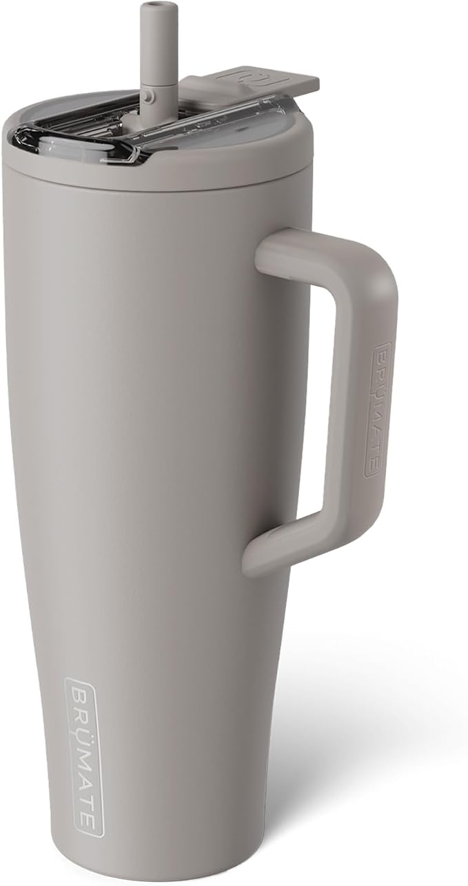 BrüMate Era Flip 40oz Tumbler with 100% Leakproof Covered Straw Lid | Hygienic Covered Straw | Insulated Stainless Steel Water Bottle with Handle | Cup Holder Friendly | BPA-Free (Mocha) by Br%C3%BCMate