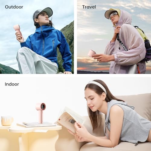 JISULIFE Handheld Turbo Fan Life10S, 28H Max Runtime, 5-Speed - Pink - Image 5