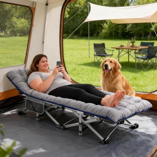 DoCred Oversized XXL Camping Cot with Mattress, 32" Wide Folding Cot - Image 4