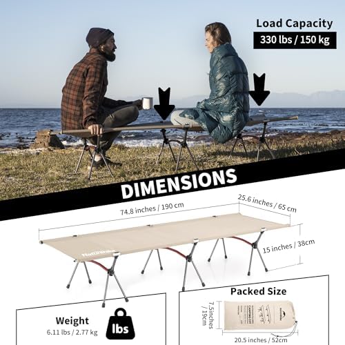 Naturehike ArmyWild Folding Camping Cot, Height Adjustable Ultralight Backpacking Cot, Portable Camping Bed for Camping Hiking Travel Home - Image 4