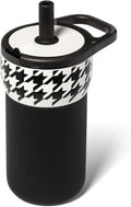 BrüMate Leap 12oz 100% Leakproof Kids Tumbler with Handle and Silicone Soft Straw | Durable Drop Resistant Silicone Sleeve | Made of Insulated Stainless Steel | Cup Holder Friendly | (Houndstooth) by Br%C3%BCMate