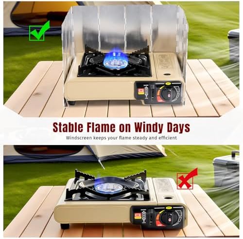 SHINESTAR 7800 BTUs Portable Butane or Propane Camping Stove, Wind Guard - Image 2