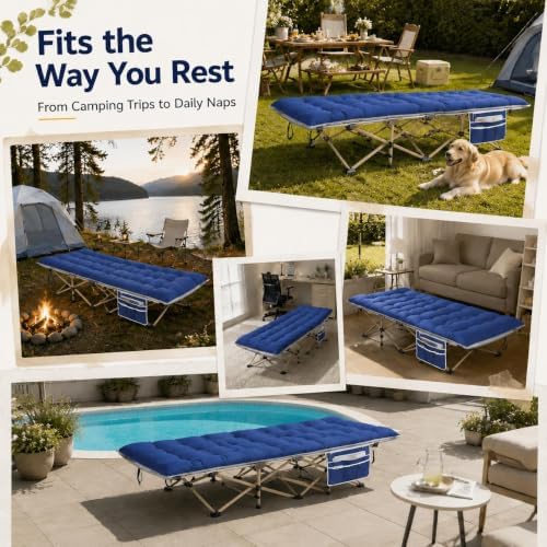 Yaheetech Folding Camping Cot Heavy Duty with Thick Mat & Carry Bag - Image 2