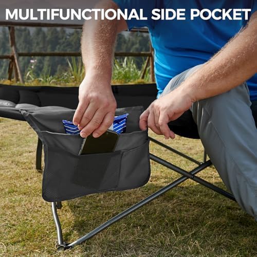 TIMBER RIDGE 32.5in Extra Wide Heavy Duty Camping Cot for Adult, Easy Set Up Oversized Sleeping Cot with Carry Bag for Camping, Travel and Outdoors, Support up to 450lbs, Black - Image 5