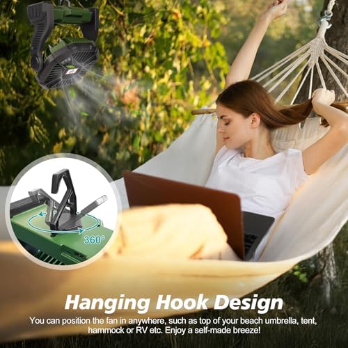 CONBOLA Portable Fan Rechargeable, 25400mAh Cordless Battery Powered Fan with LED Lantern, USB C Battery Operated for Travel Bedroom Home Camping Tent Office Beach Desk Fishing Table - Image 4