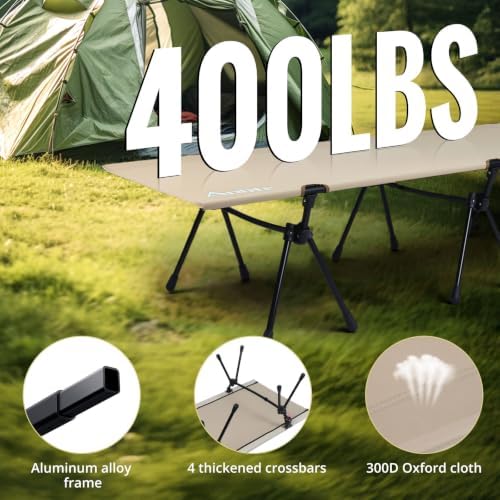 Anbte Height Adjustable Camping Cot, 400 lb Capacity, Portable for 1 Person - Image 4