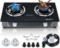 Horynar Propane Stove 2 Burner Gas Stove Auto Ignition 26000 BTU Tempered Glass Propane Burner LPG with CSA Hose for Outdoor Cooking, Emergency by Horynar