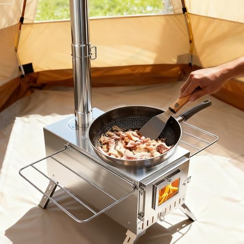 unho Outdoor Wood Burning Stove for Camping, Stainless Steel Chimney Pipe - Image 6