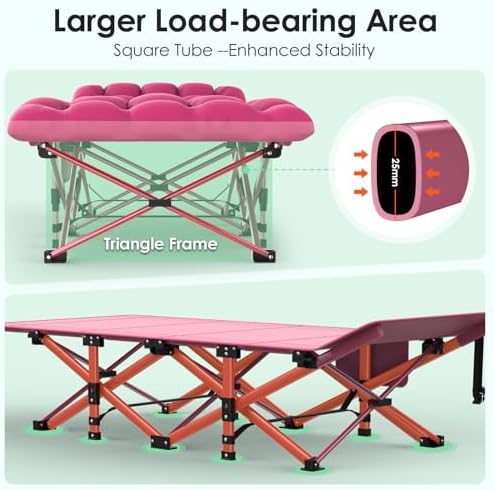 Suteck Camping Cot, Folding Camp Bed for Adults with Soft Thicker Cushion - Image 5